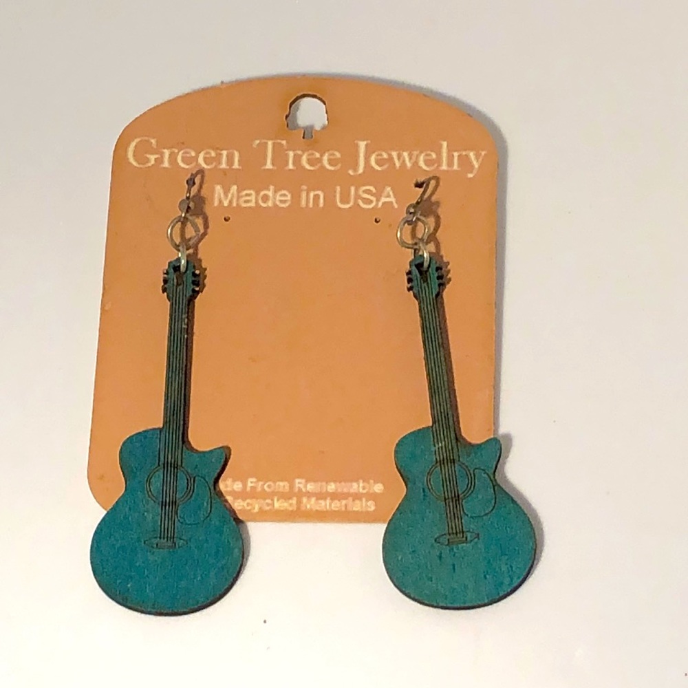 Green Tree Jewelry Guitar Earrings